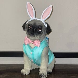 The Humane Society Pug Dog With Easter Bunny Ears Bow Tie And Vest NWT